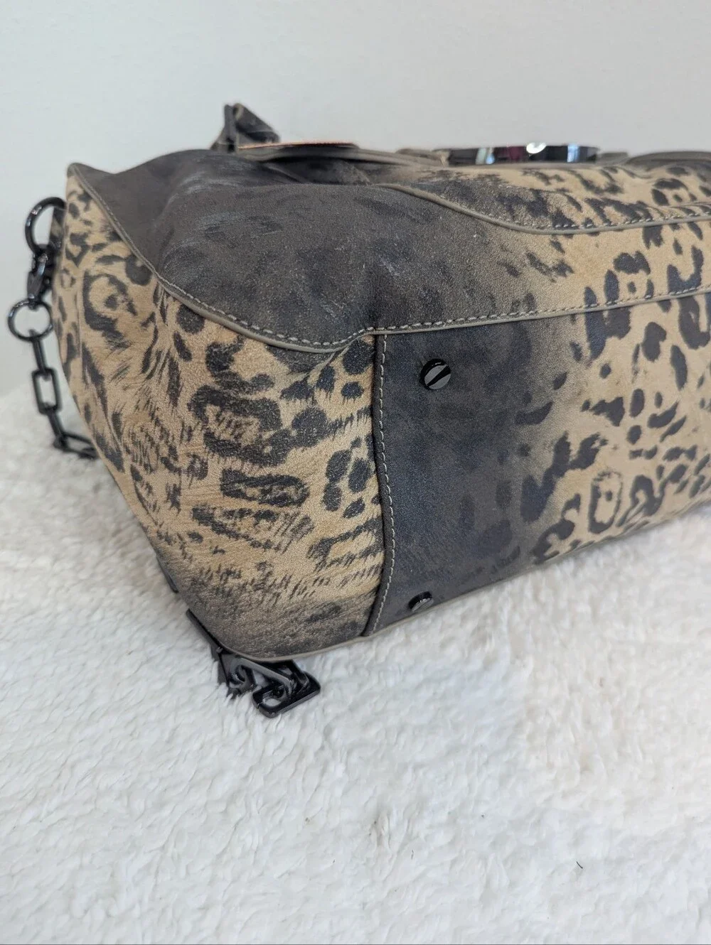Tory Burch Amanda Leopard Print Satchel Chain Strap NWT Tag Coconut 11109017 - Picture 6 of 15